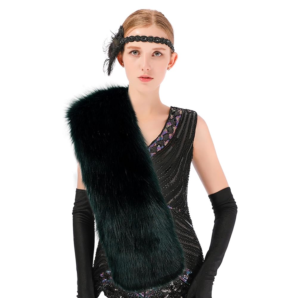 Yetagoo Womens Winter Long Faux Fur Scarf Collar Shawl Stole